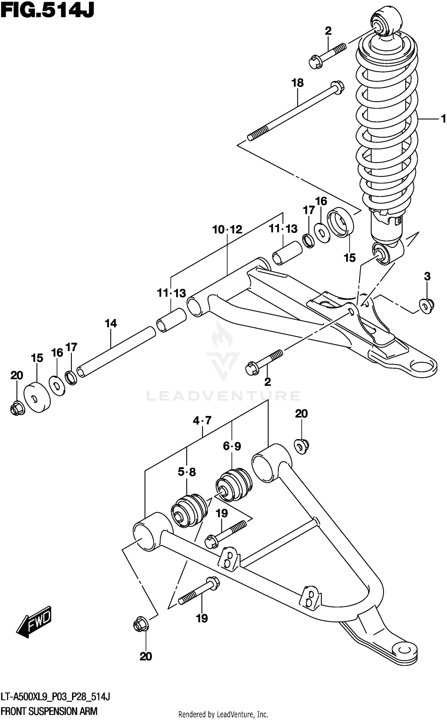 FRONT SUSPENSION ARM (LT-A500XPZL9 P33)