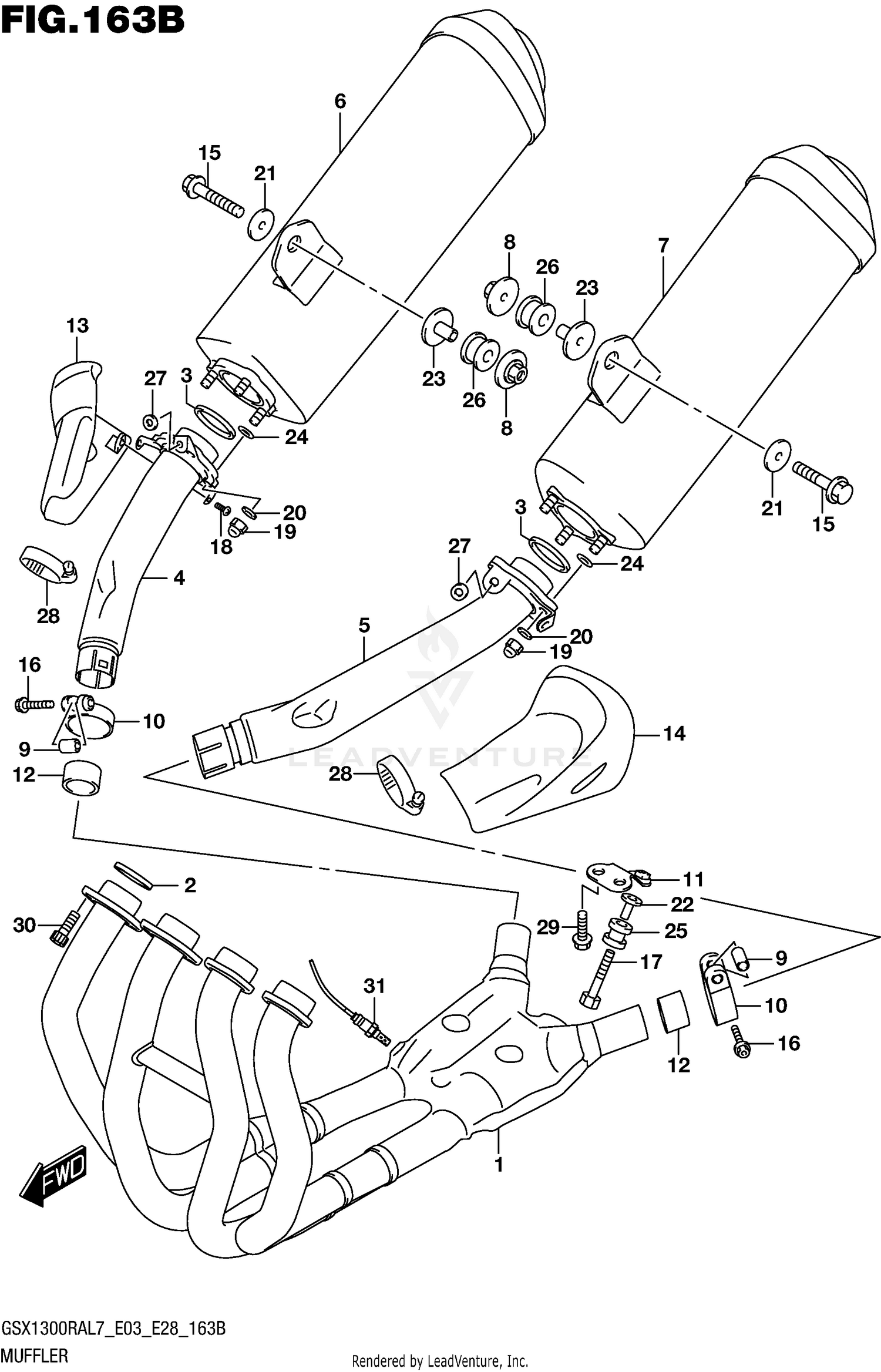 MUFFLER (GSX1300RAL7 E28)
