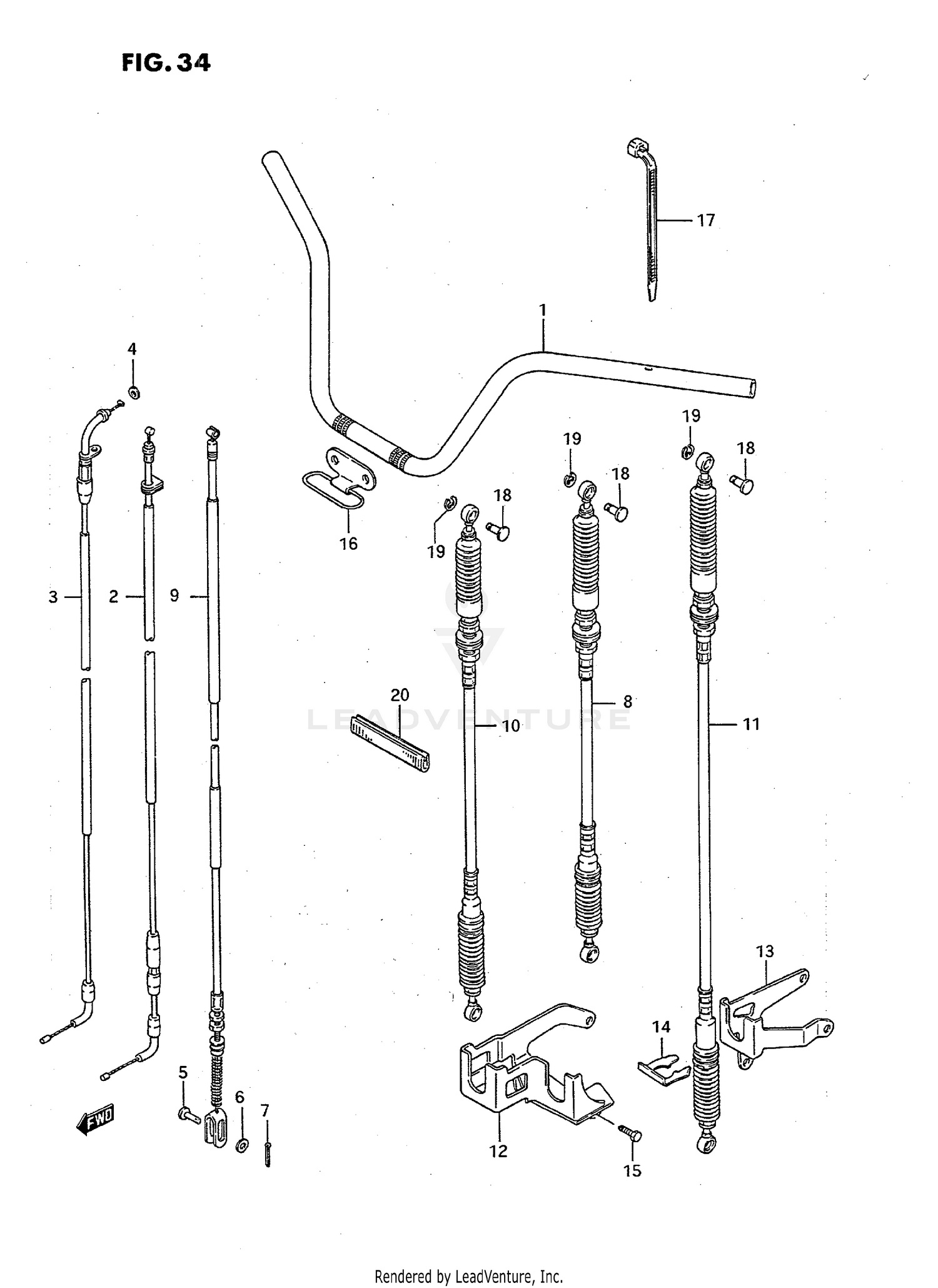 HANDLEBAR - CABLE (MODEL J/K)