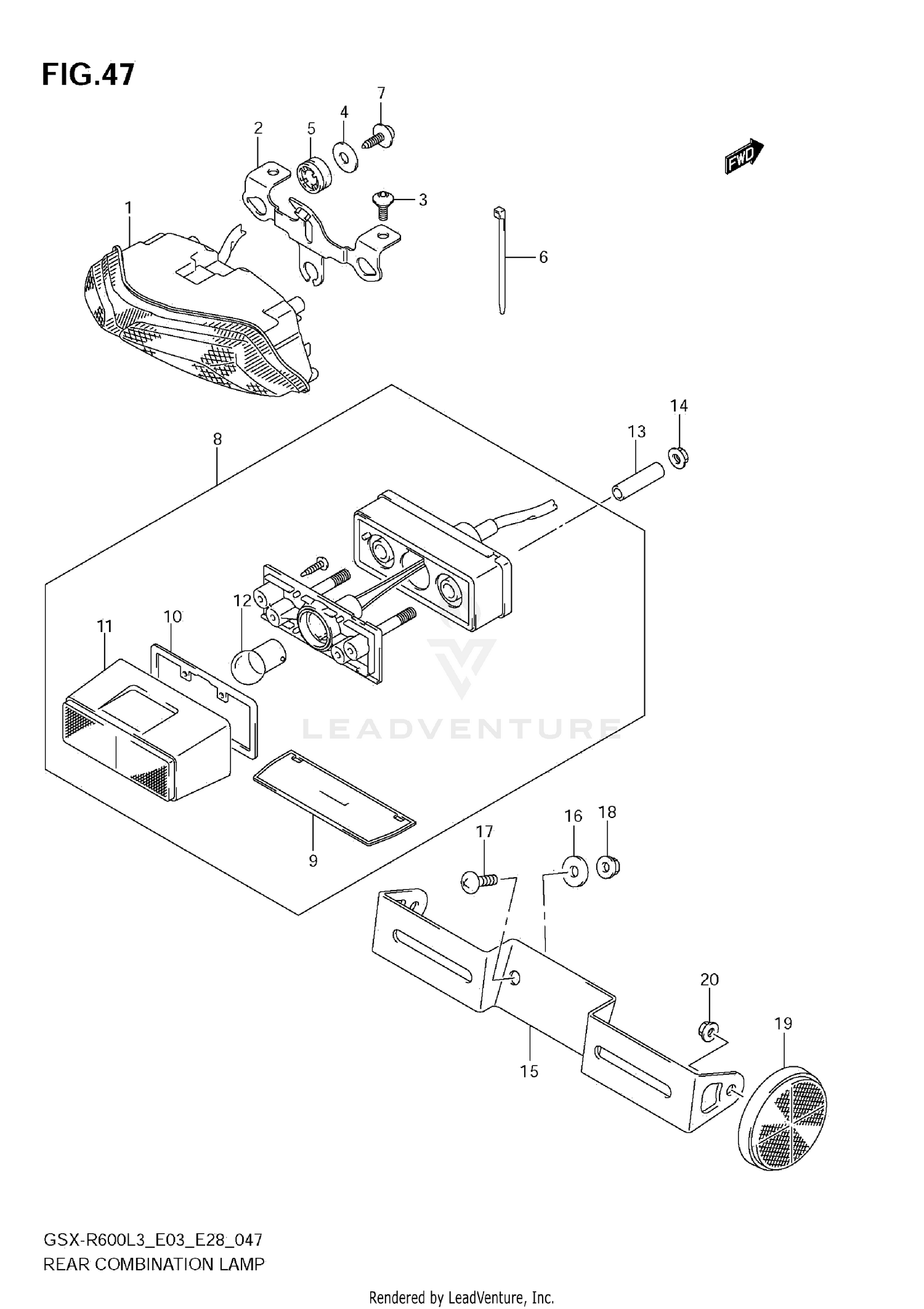 REAR COMBINATION LAMP (GSX-R600L3 E28)