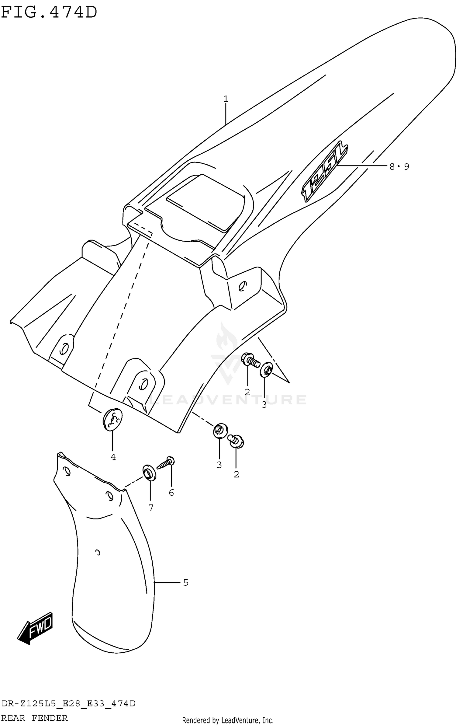 REAR FENDER (DR-Z125LL5 E33)