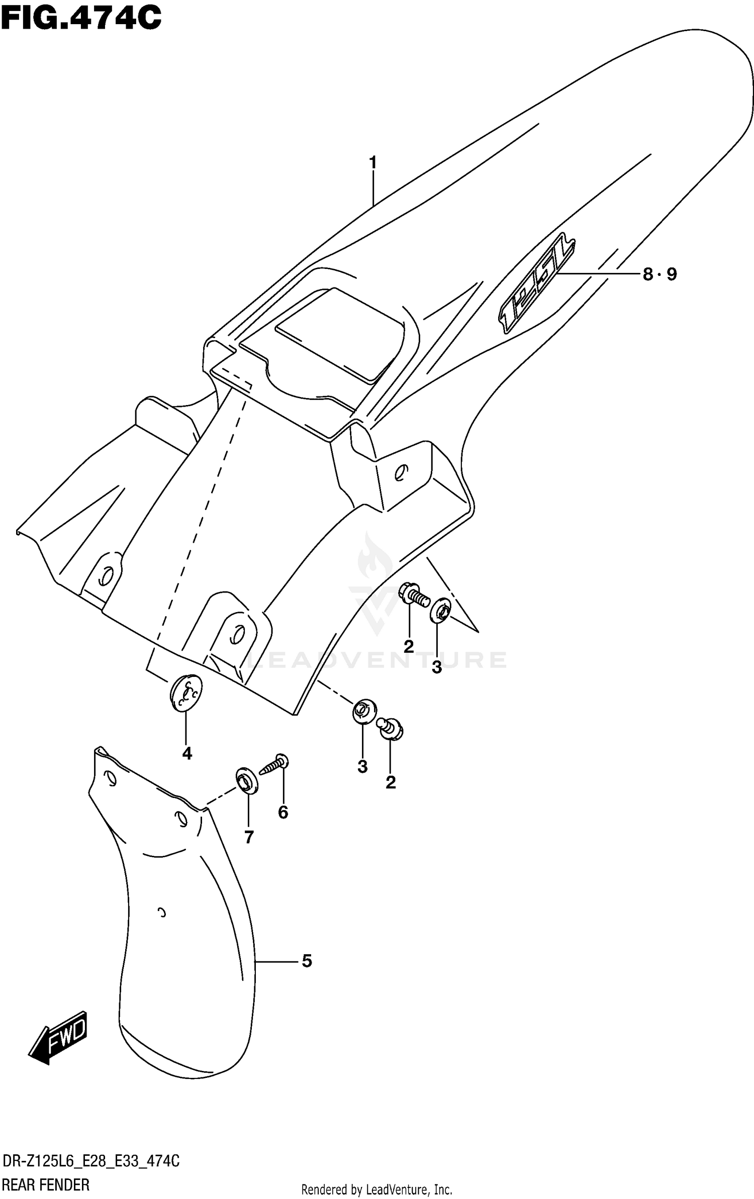 REAR FENDER (DR-Z125LL6 E33)
