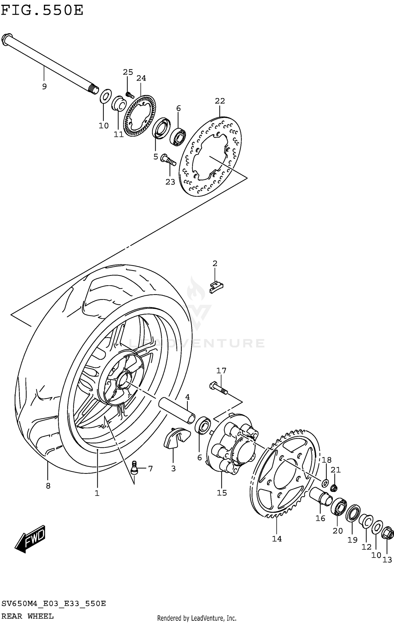 REAR WHEEL (SV650XAM4 E28)