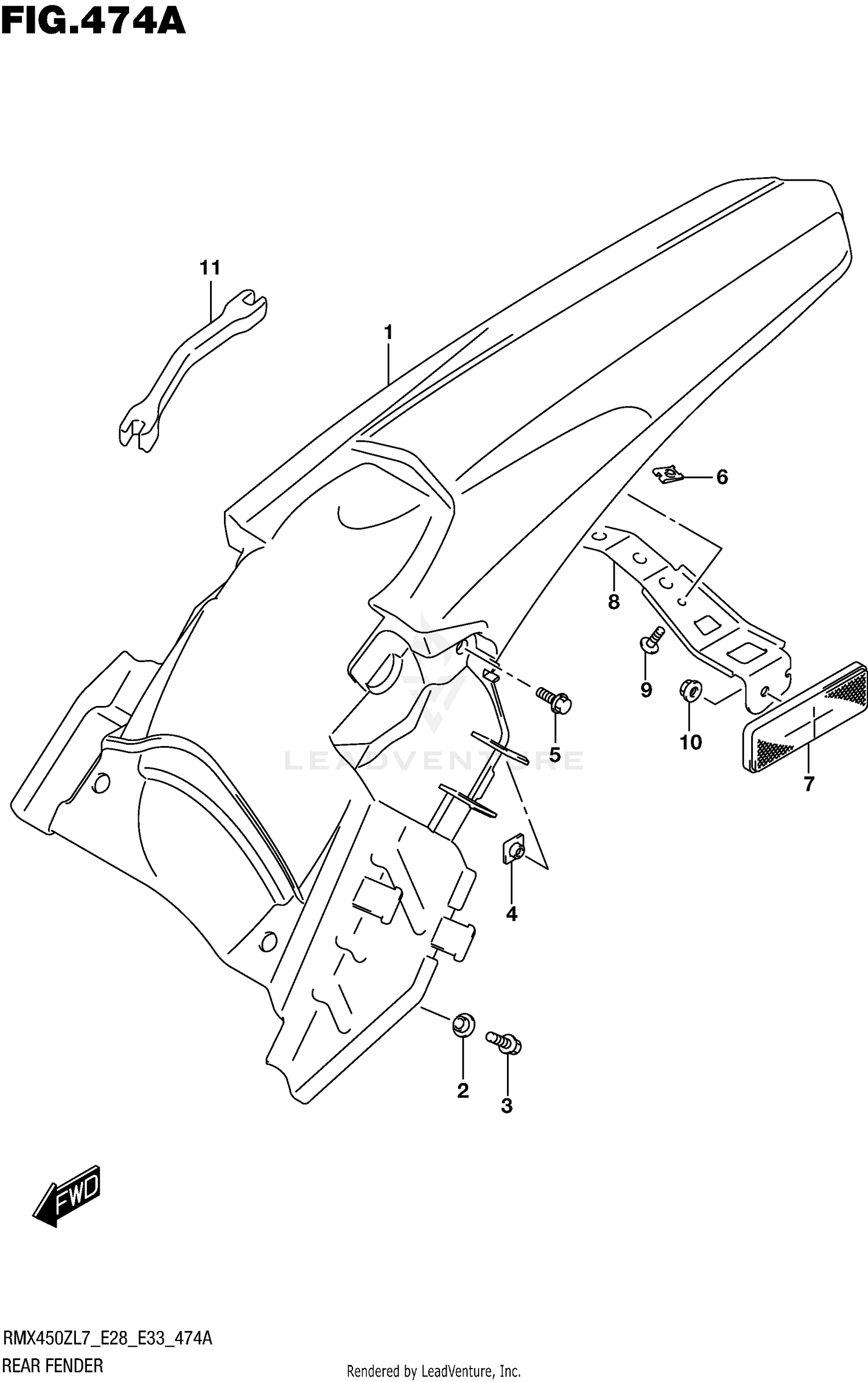 REAR FENDER (RMX450ZL7 E28)