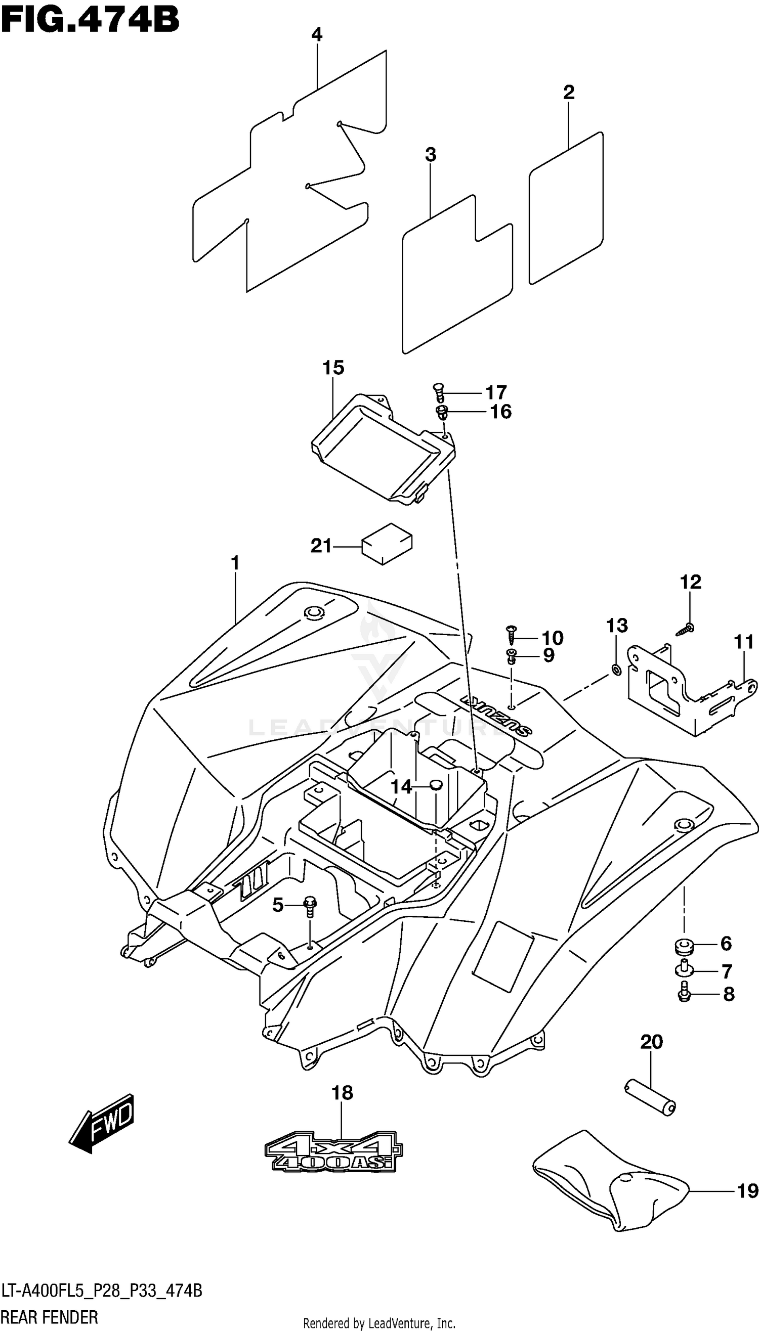 REAR FENDER (LT-A400FL5 P33)