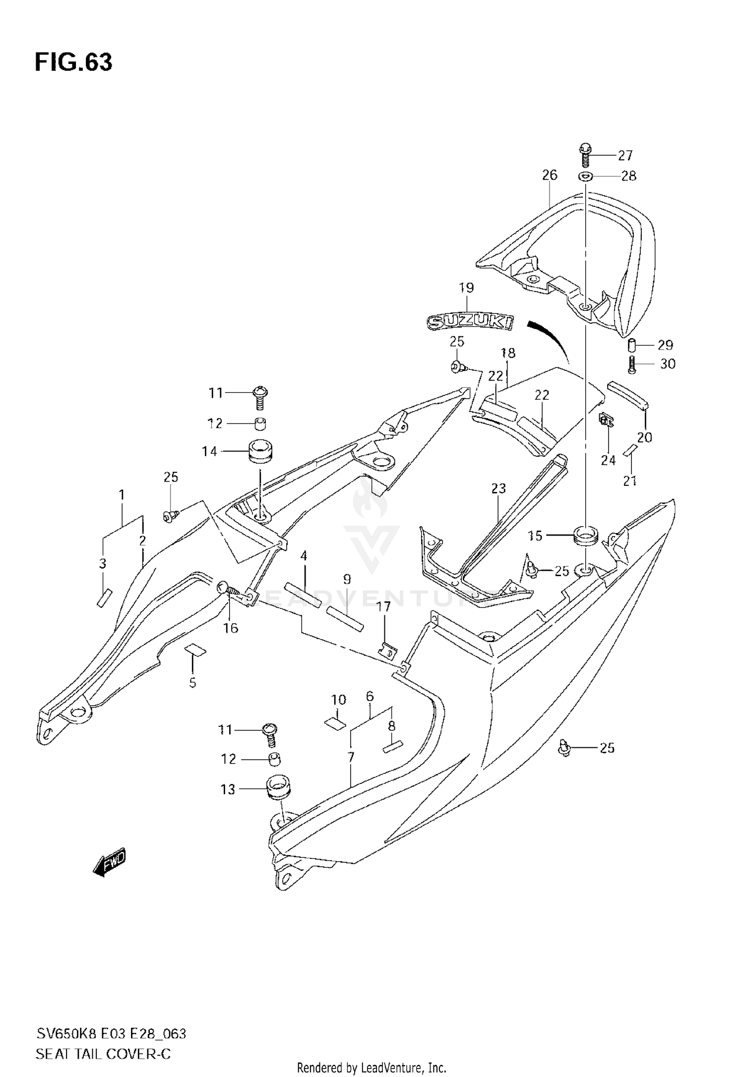 SEAT TAIL COVER (SV650SK8/SAK8)