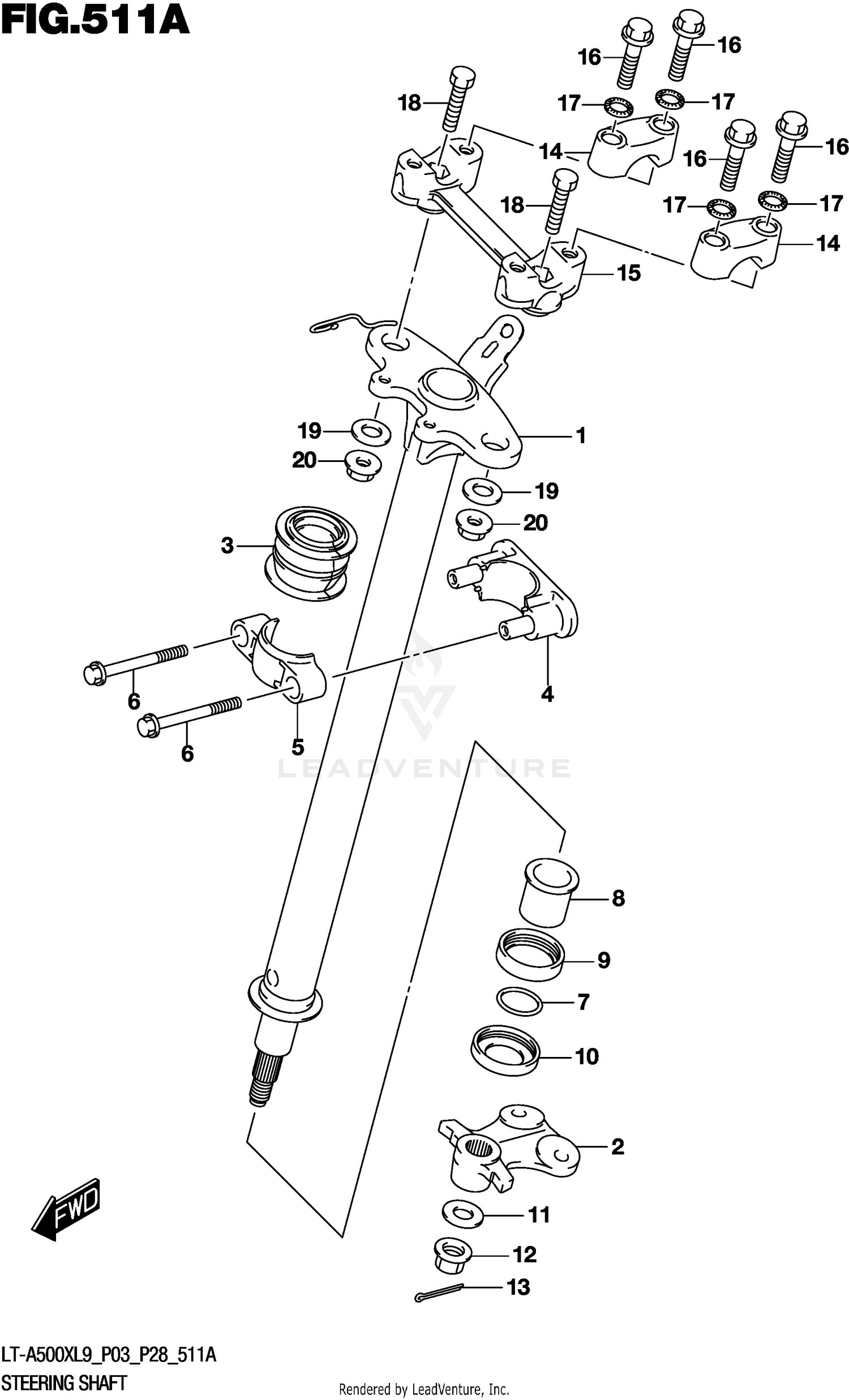 STEERING SHAFT (LT-A500XL9 P03)