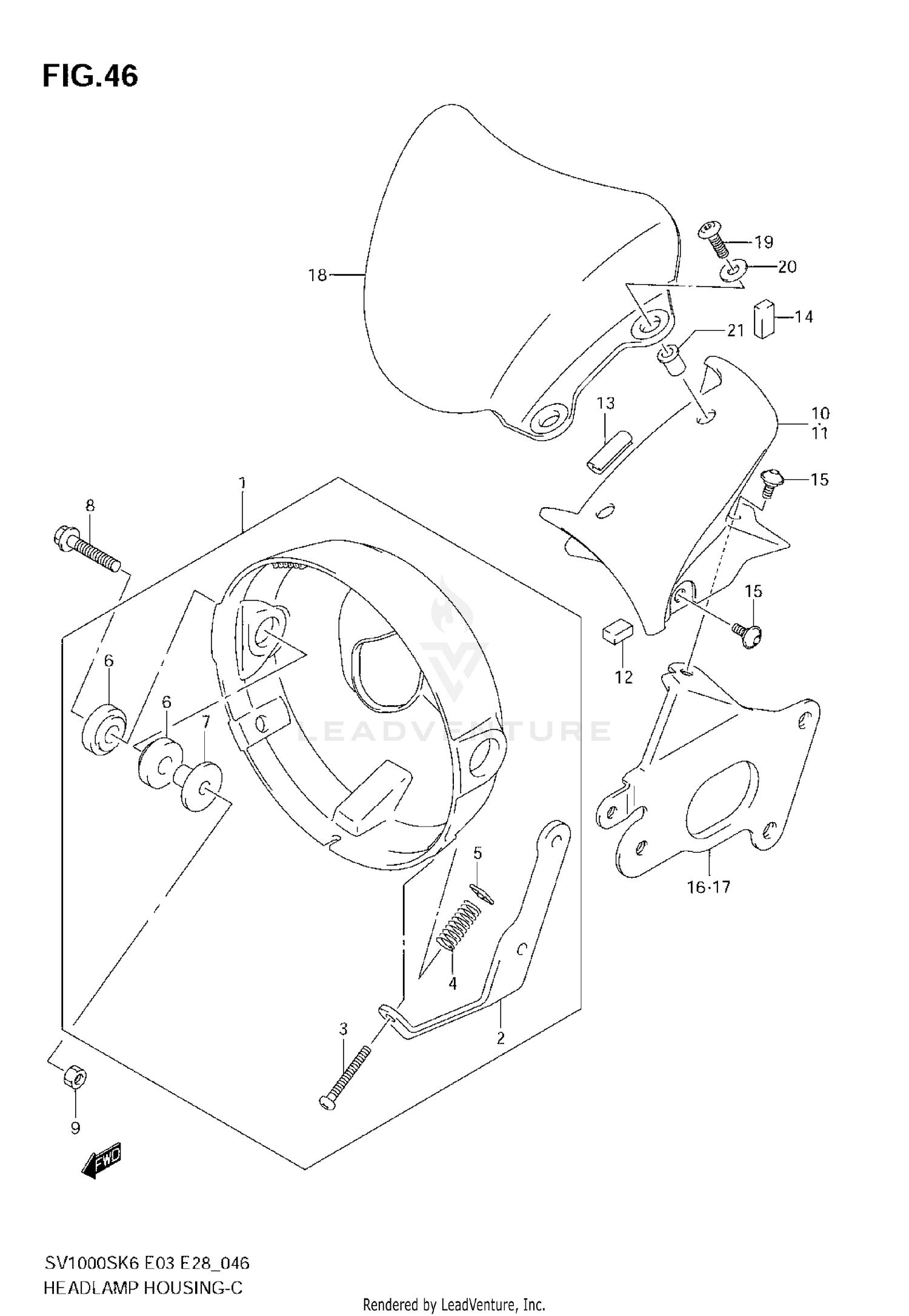 HEADLAMP HOUSING (SV1000K6 E33)