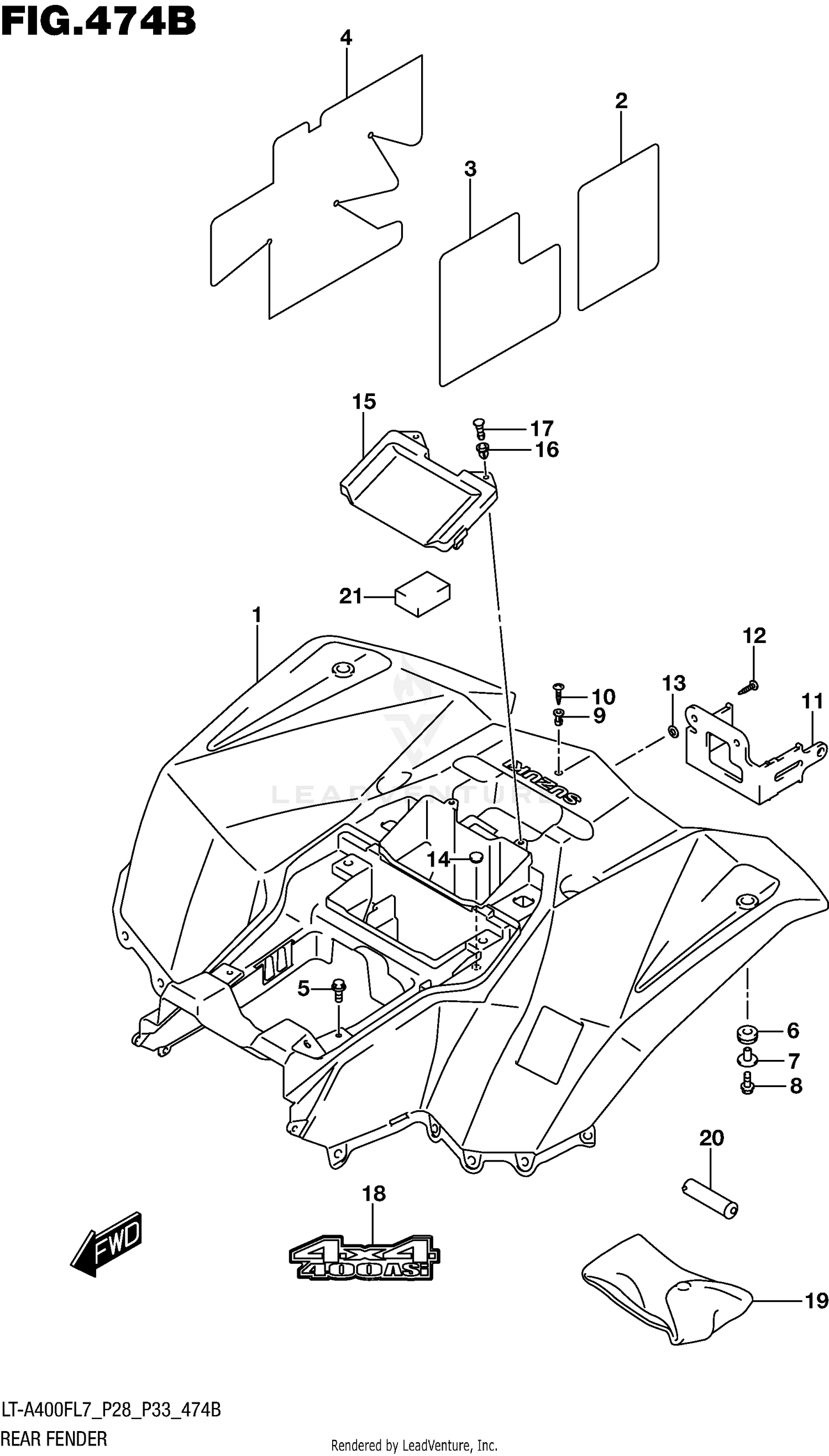 REAR FENDER (LT-A400FL7 P33)