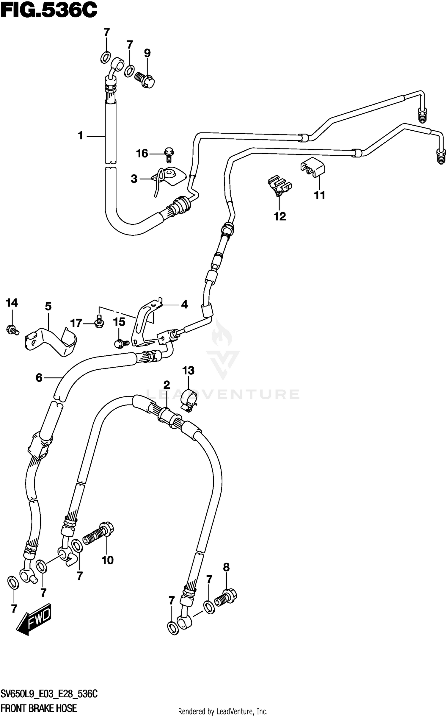 FRONT BRAKE HOSE (SV650AL9 E28)