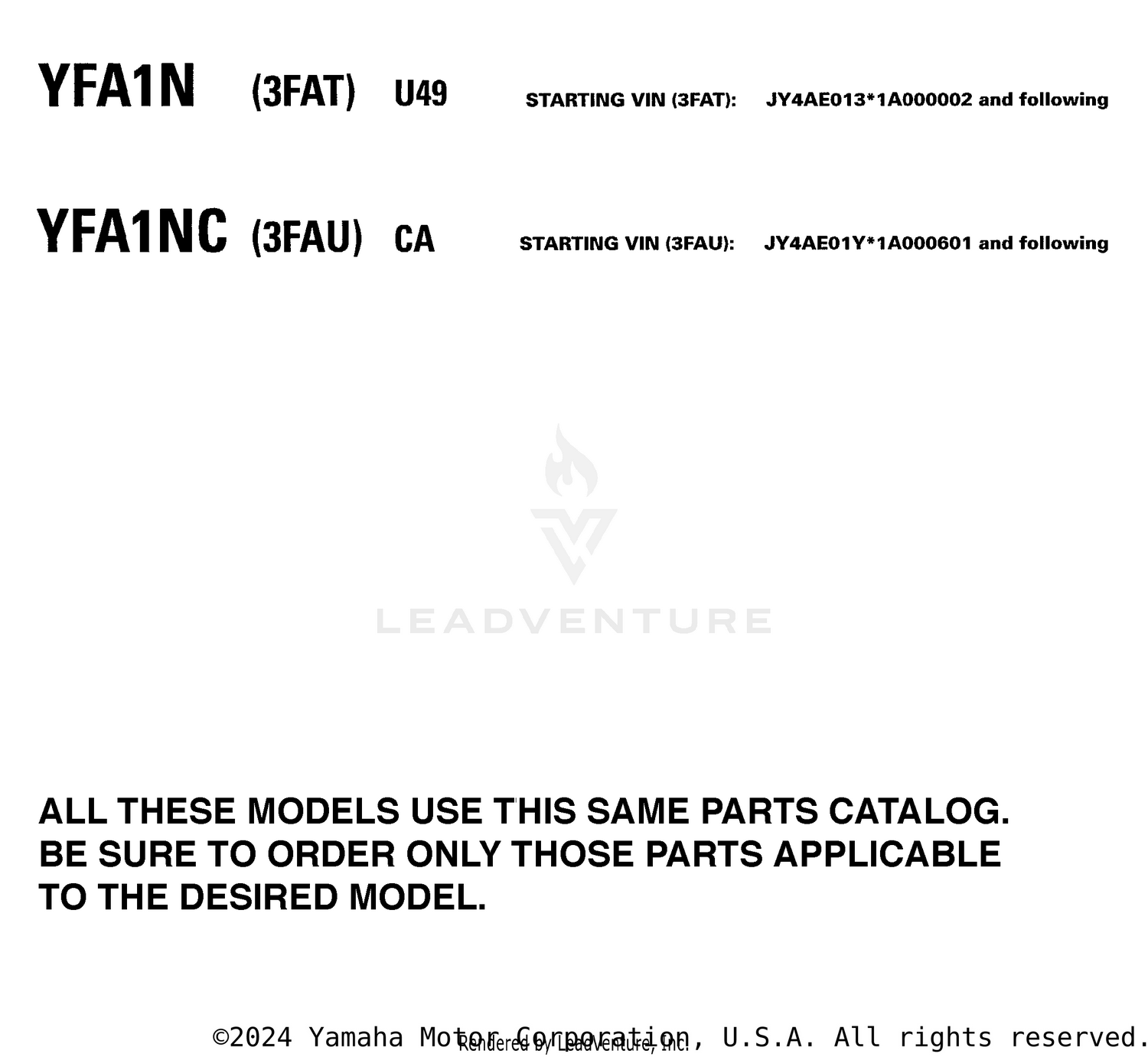 ~MODELS IN THIS CATALOG