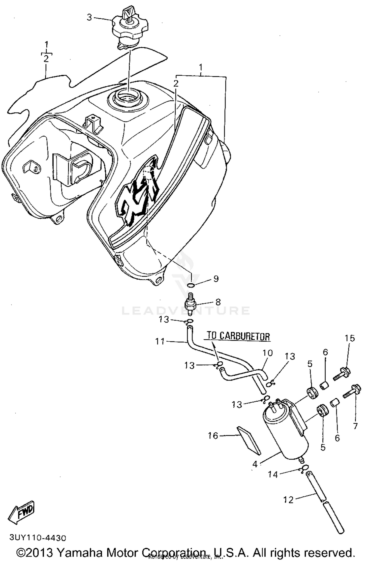 FUEL TANK CALIFORNIA MODEL ONLY
