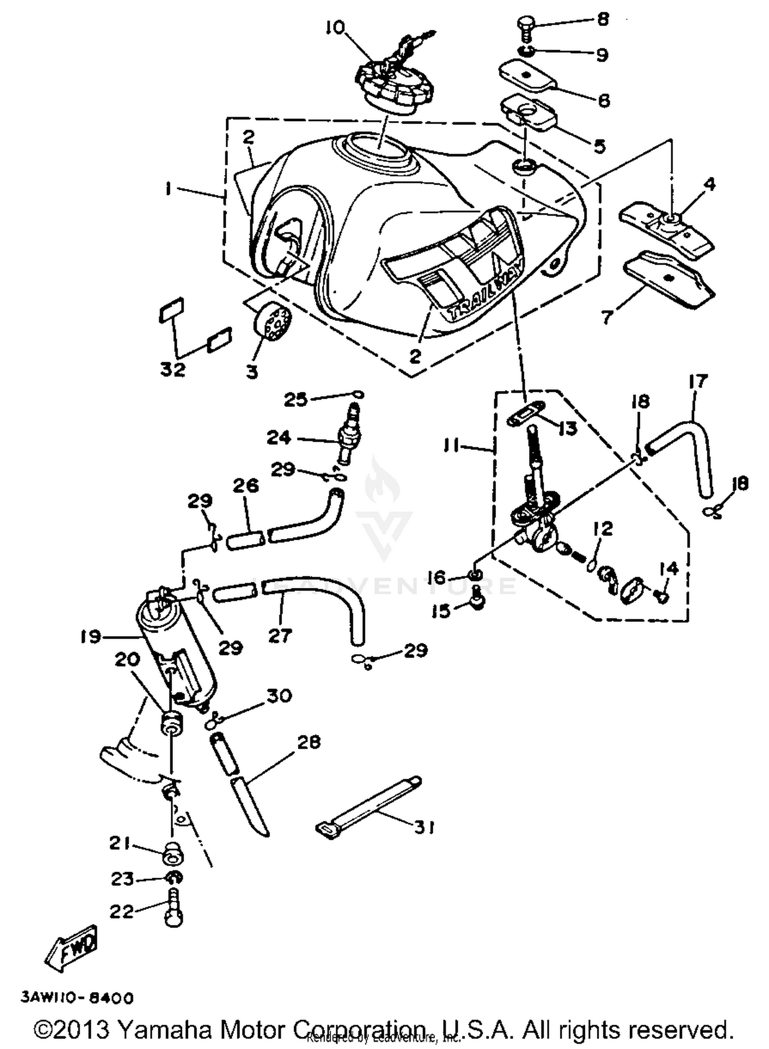 FUEL TANK CALIFORNIA MODEL ONLY