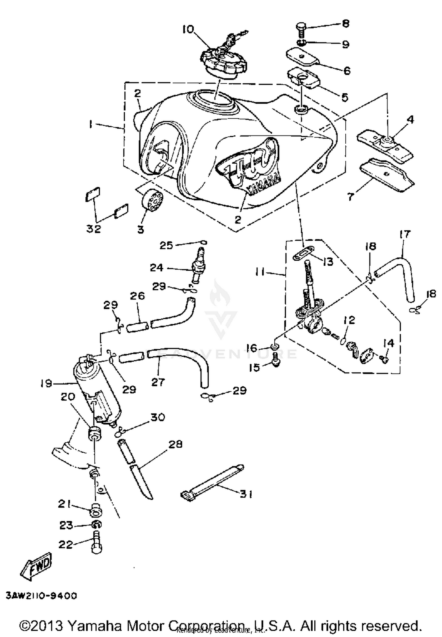 FUEL TANK CALIFORNIA MODEL ONLY