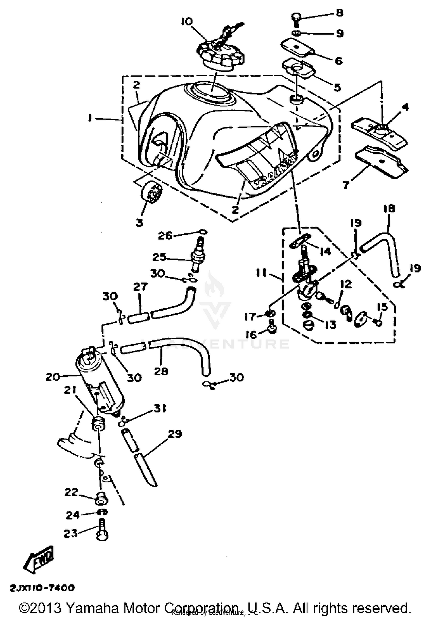 FUEL TANK CALIFORNIA MODEL ONLY