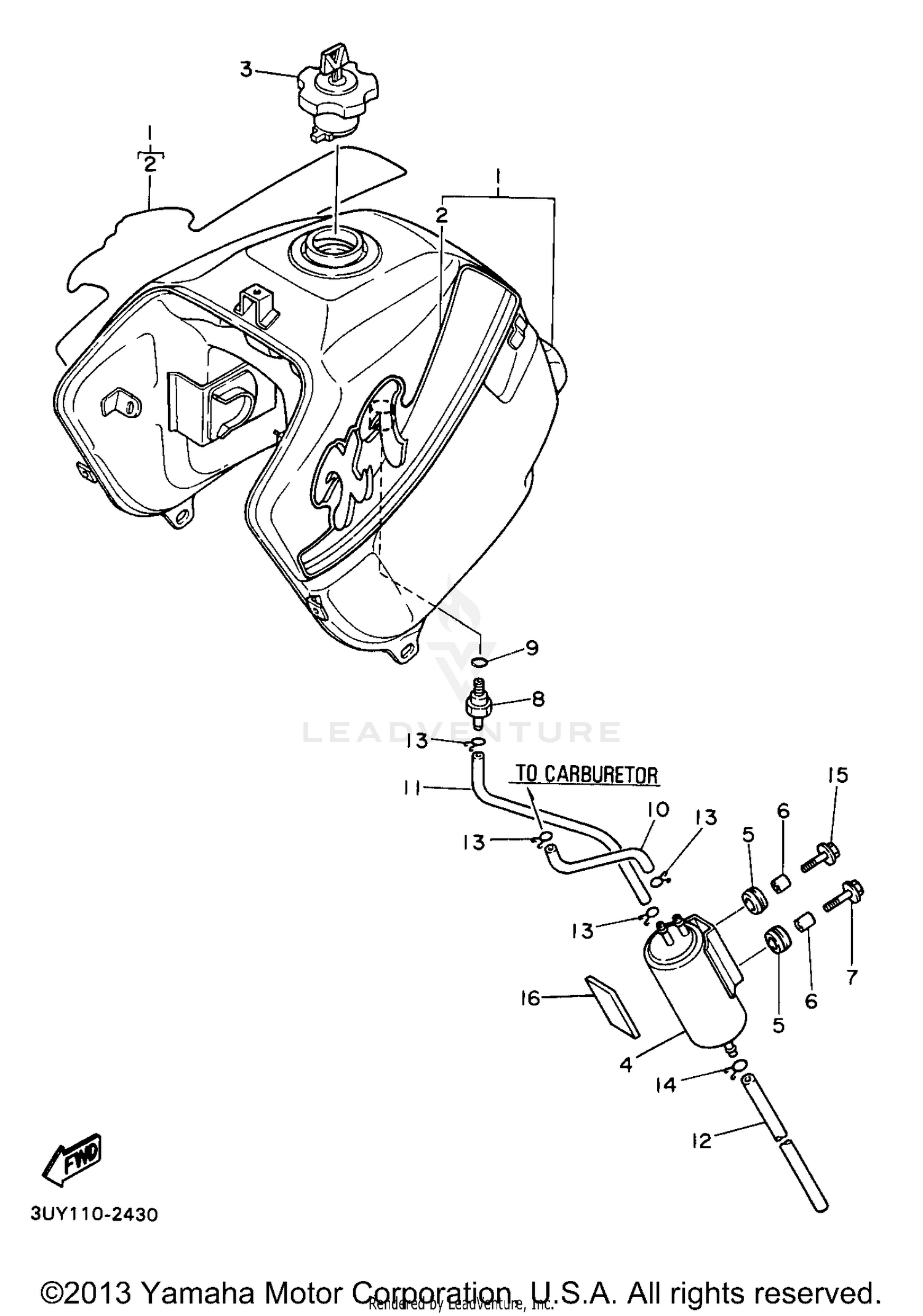 FUEL TANK CALIFORNIA MODEL ONLY