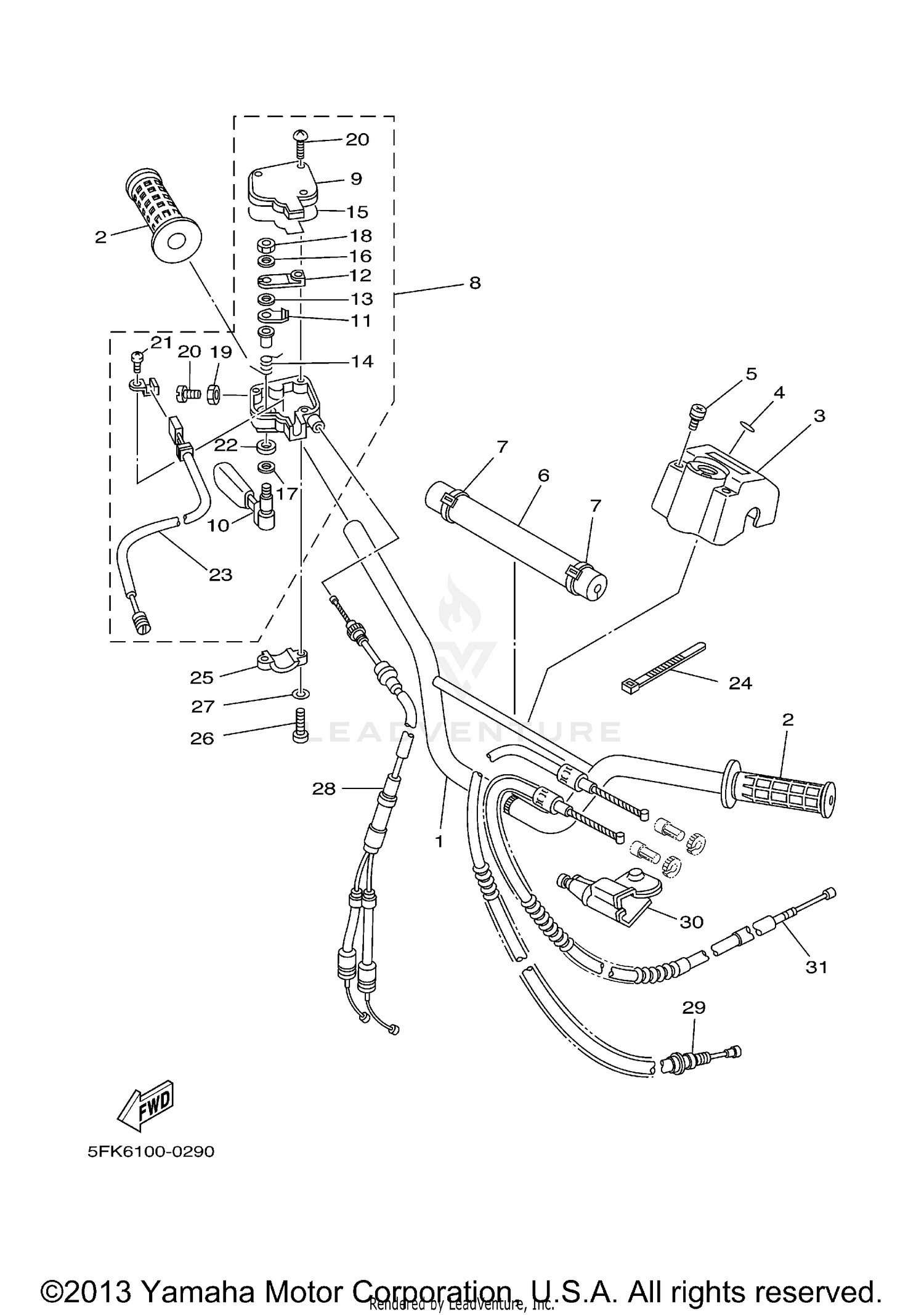 STEERING HANDLE. CABLE