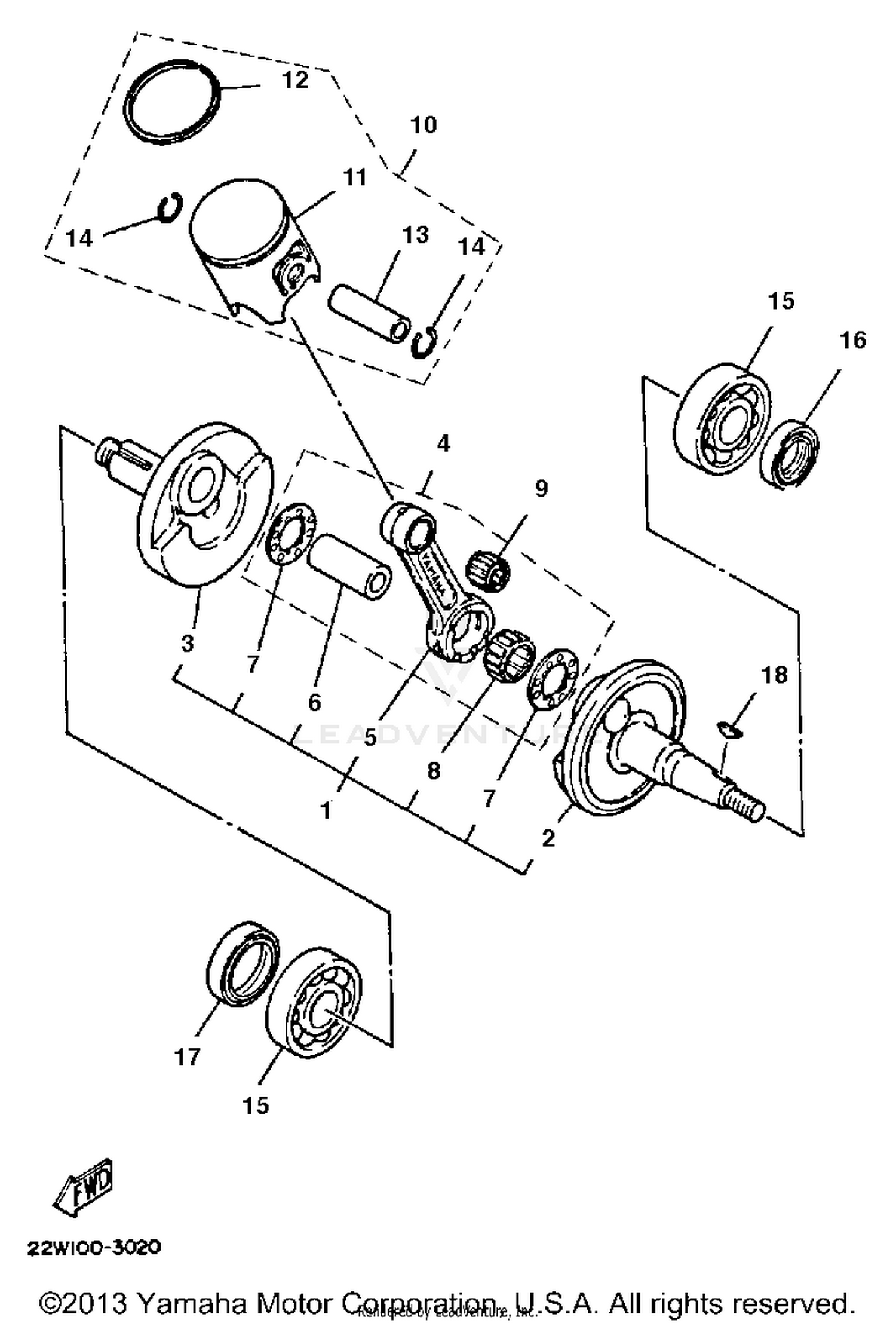 CRANKSHAFT-PISTON (YZ80L)