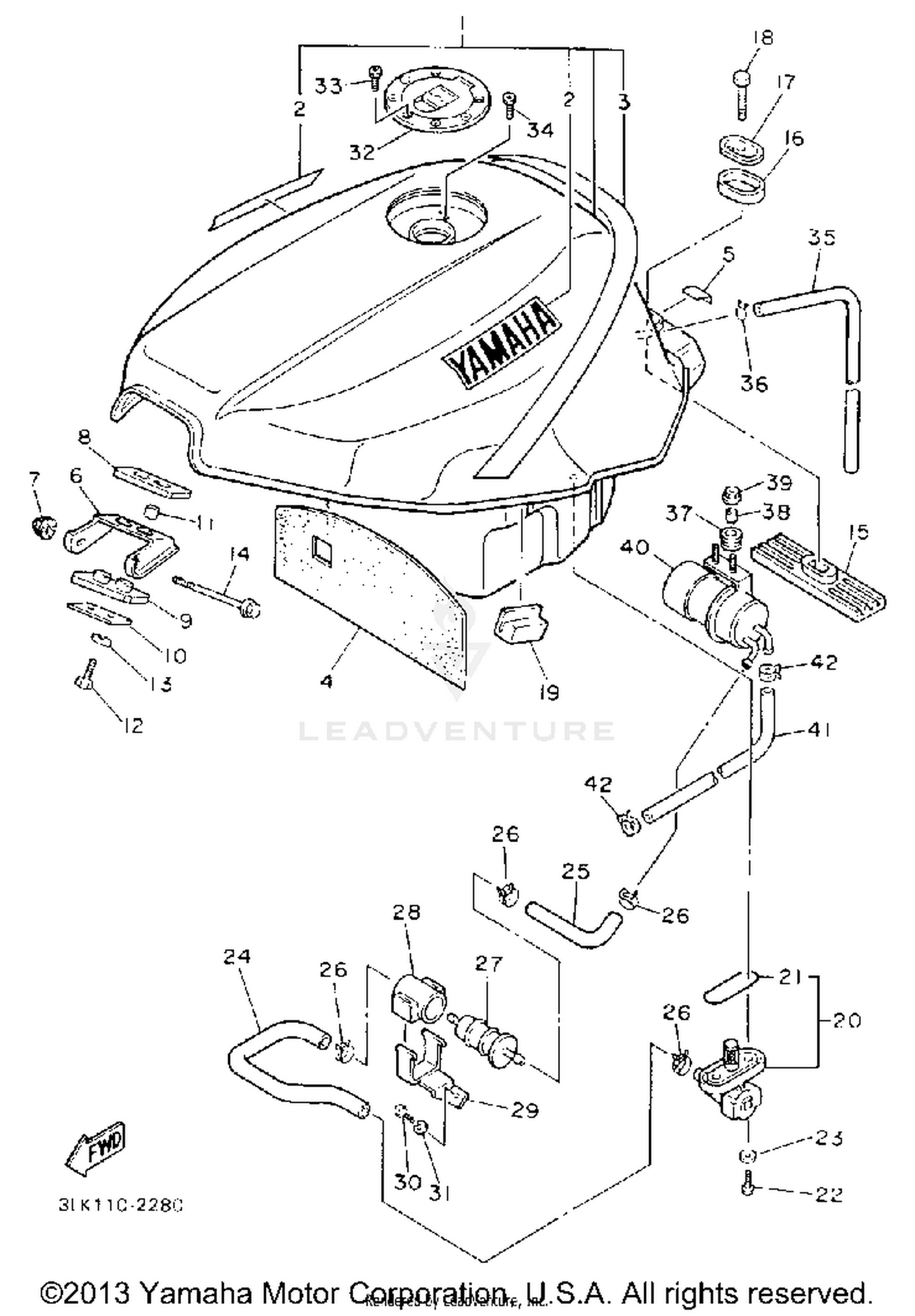 FUEL TANK NON-CALIFORNIA MODEL