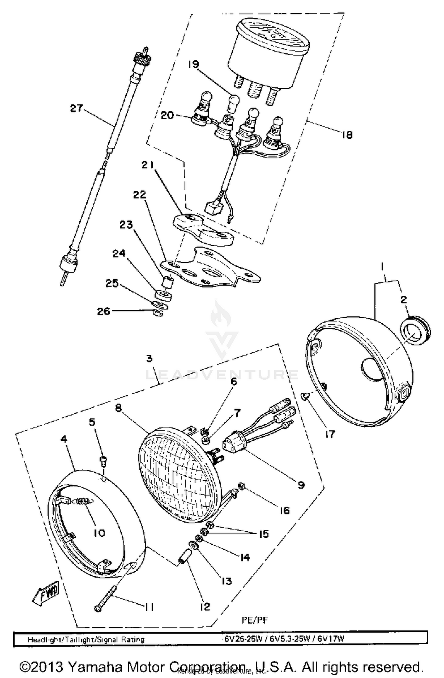 HEAD LAMP-SPEEDOMETER