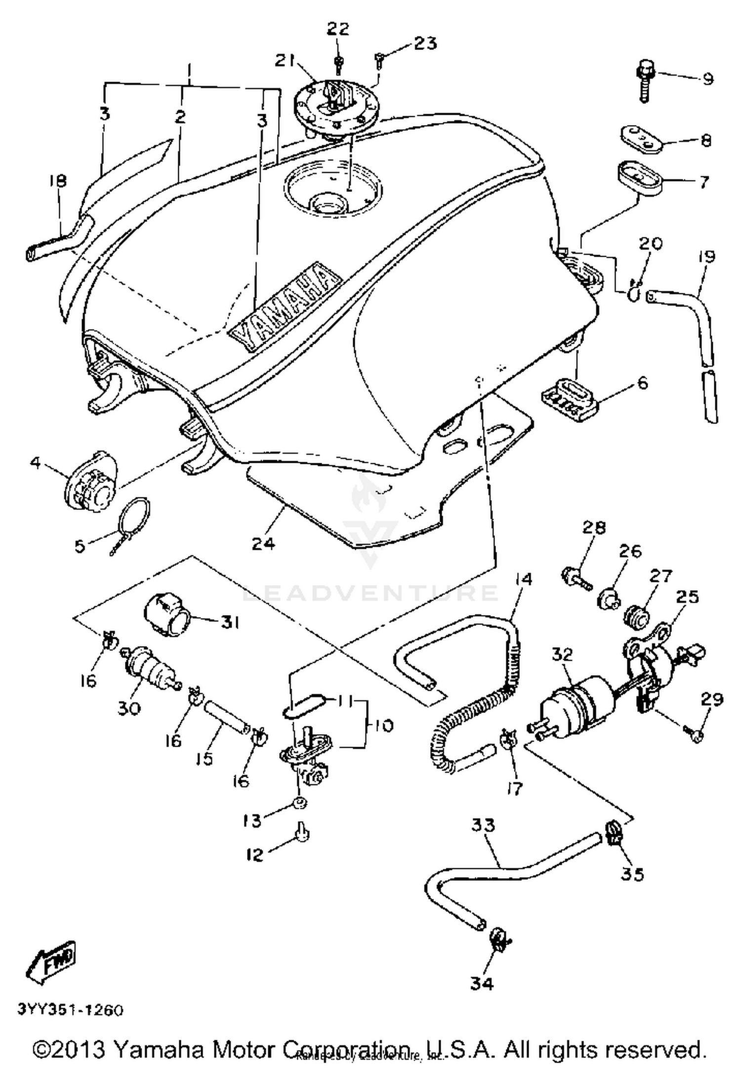 FUEL TANK NON CALIFORNIA MODEL
