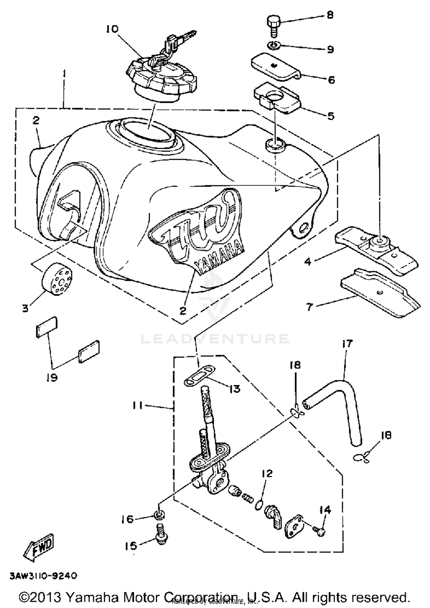 FUEL TANK NON CALIFORNIA MODEL