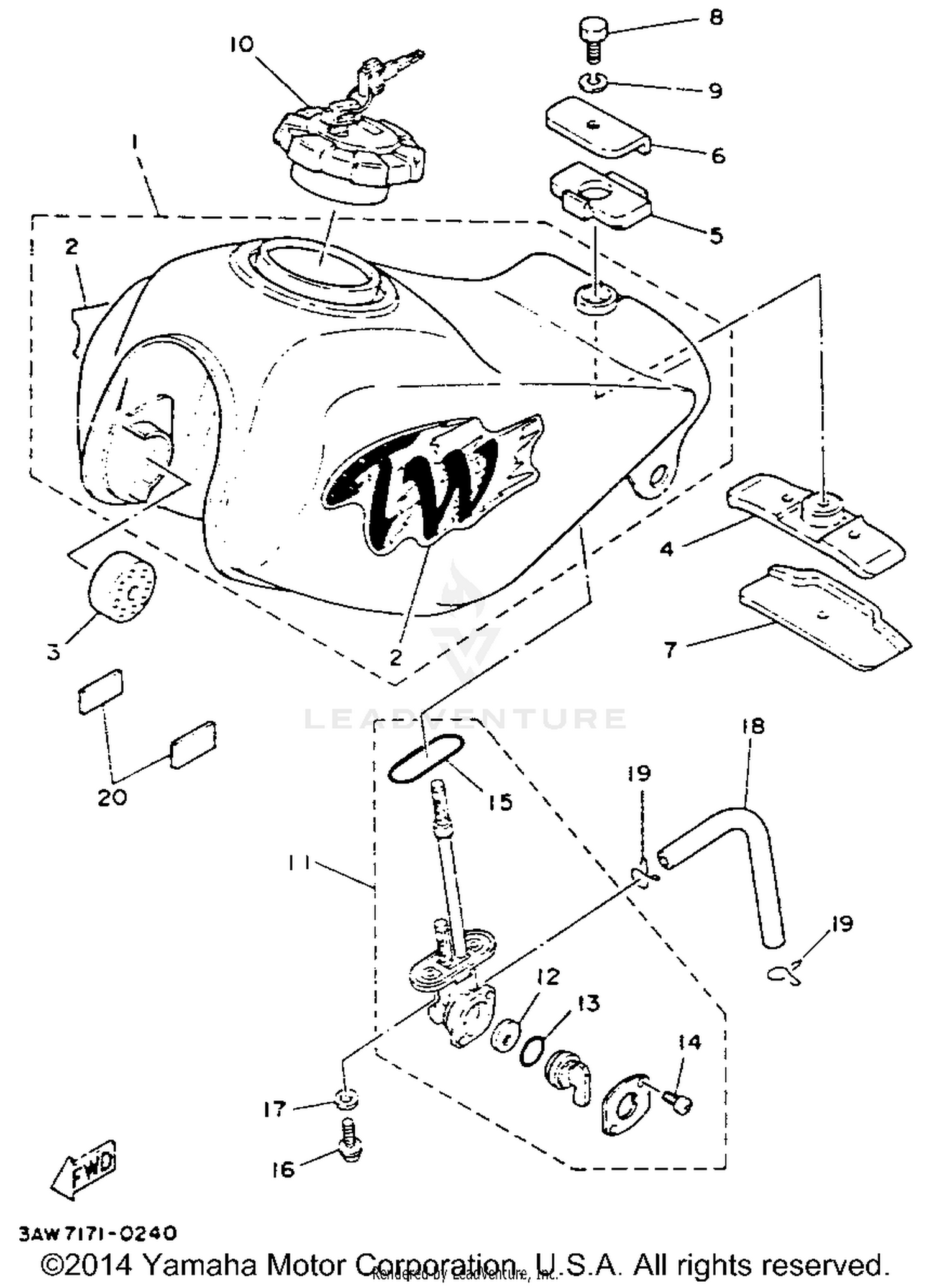 FUEL TANK NON CALIFORNIA MODEL