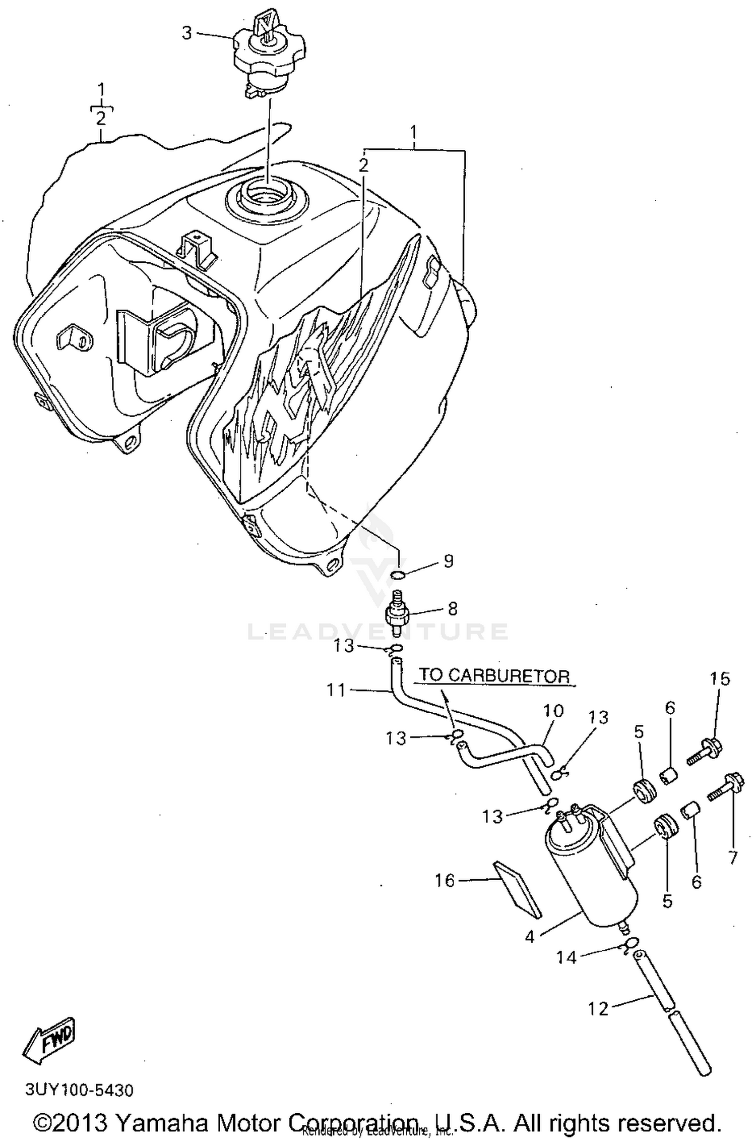 FUEL TANK CALIFORNIA MODEL ONLY