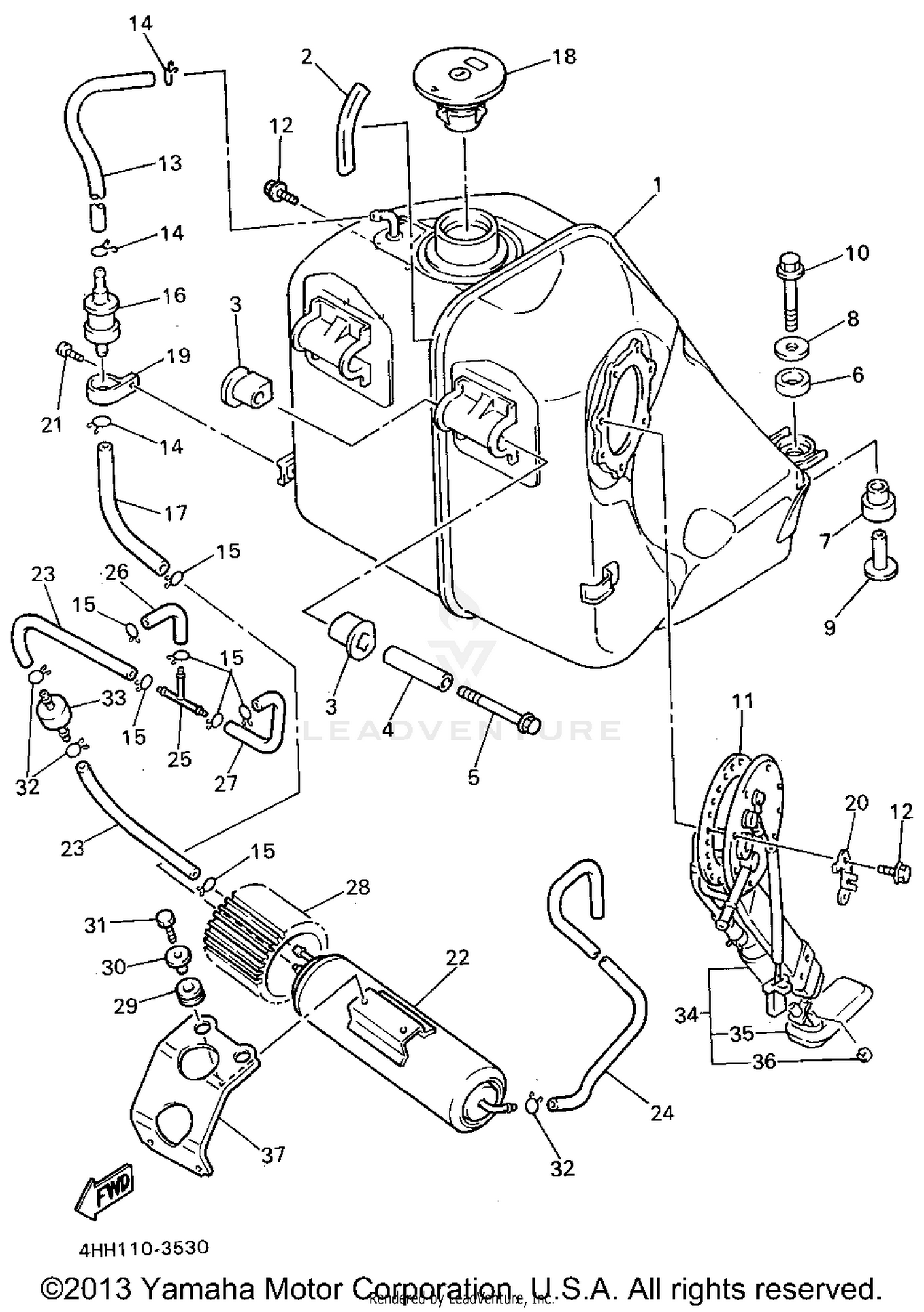 FUEL TANK CALIFORNIA MODEL ONLY